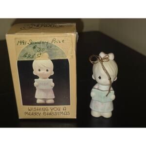 Enesco Precious Moments Wishing You A Merry Christmas 1984 Ornament E-5387